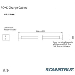 ROKK CBL-LU-600 USB to Apple Lightning Charge and Sync Cable