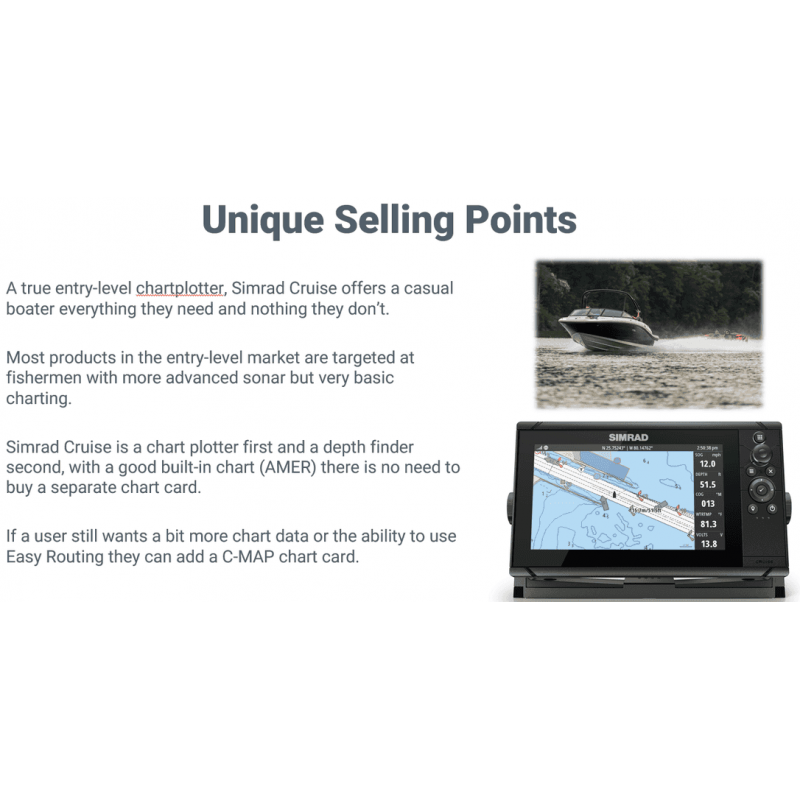 SIMRAD Cruise9 with P79 InHull Transducer and Navionics+ Chart