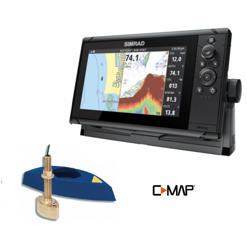 SIMRAD Cruise7 with B45 ThroughHull Transducer and Navionics+ Chart
