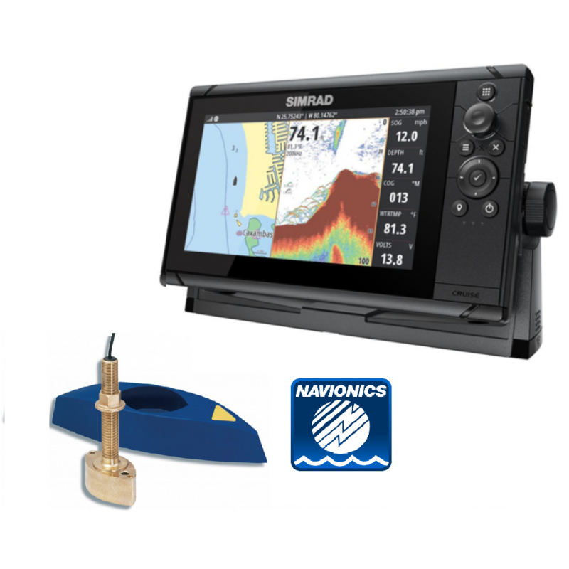 SIMRAD Cruise9 with B45 ThroughHull Transducer and Navionics+ Chart