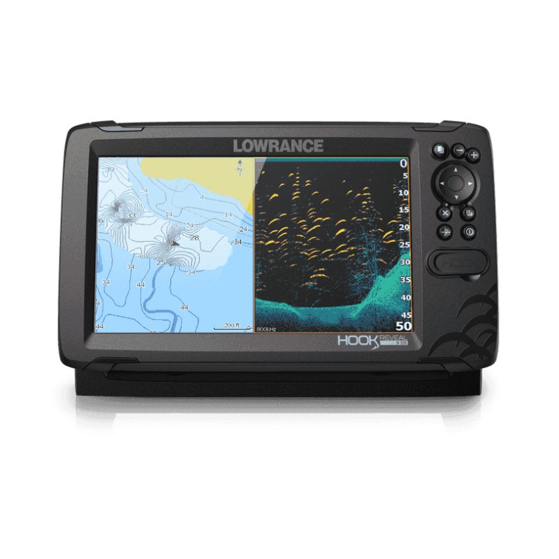 Lowrance Hook Reveal 9 Fish Finder 9 Inch Screen with Transducer and C-MAP Preloaded Map Options 
