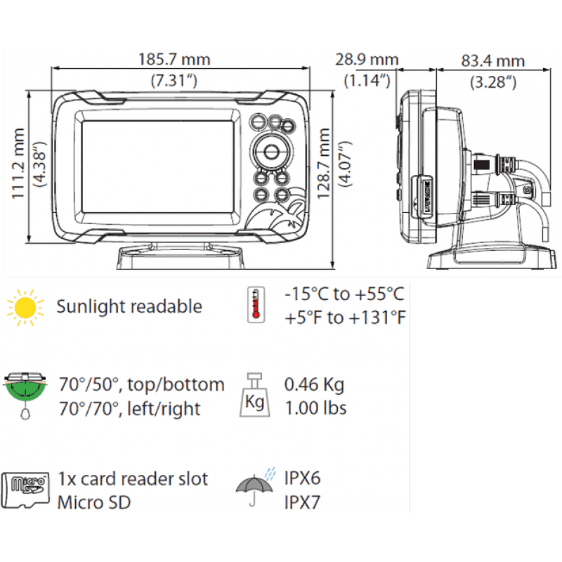 Lowrance HOOK Reveal 5 with 83/200 HDI CHIRP Transducer