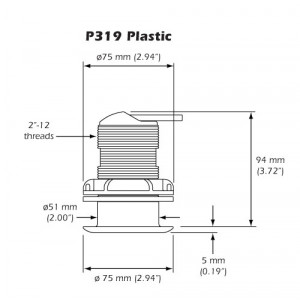 xSonic P319 600W 50/200kHz Thru-Hull Transducer