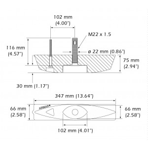 xSonic B45 600W 50/200kHz Thru-Hull Transducer