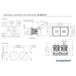 Scanstrut Flip Pro Multi - Dual USB-C & 12V Socket (Front or Rear Fit)