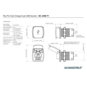 Scanstrut Flip Pro Fast Charge Dual USB Socket (Rear Fit)