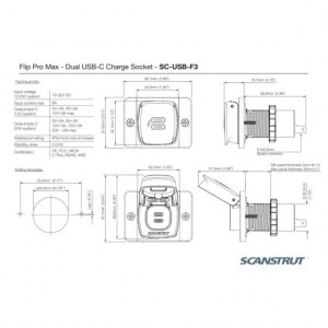 Scanstrut Flip Pro Fast Charge Dual USB-C Socket (Front or Rear Fit)